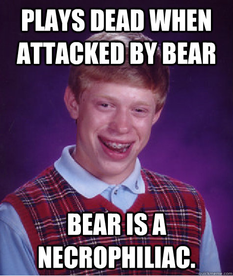 plays dead when attacked by bear bear is a necrophiliac - Bad Luck Brian