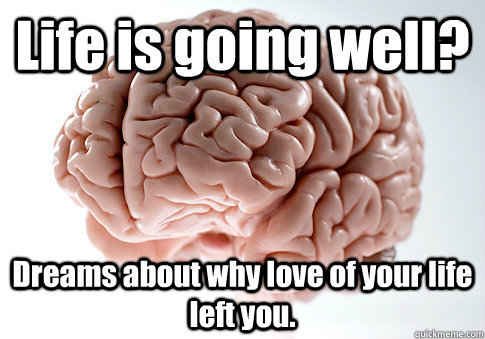 life is going well dreams about why love of your life left - Scumbag Brain