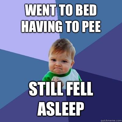 Went to bed having to pee about how good i am in bed - Success Kid