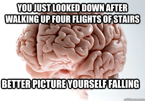 you just looked down after walking up four flights of stairs - Scumbag Brain