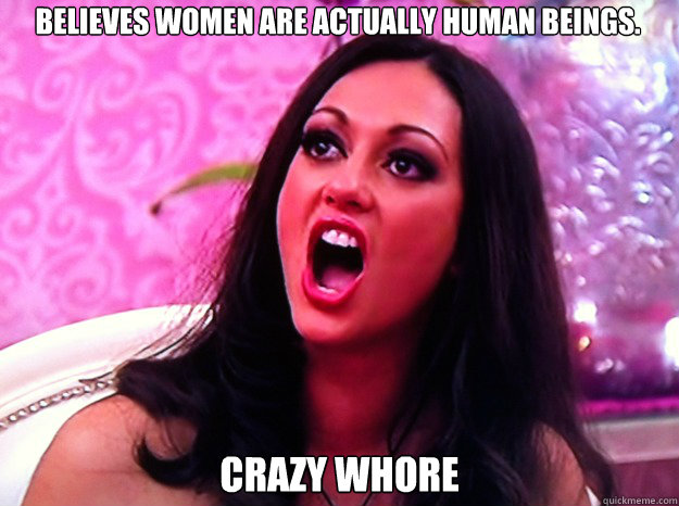 believes women are actually human beings crazy whore - Feminist Nazi