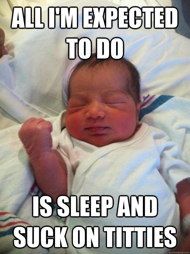 all im expected to do is sleep and suck on titties - Success Baby