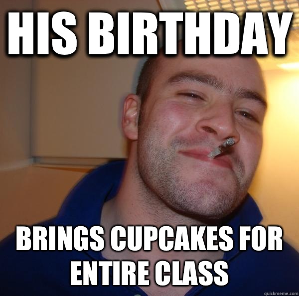 His birthday Brings cupcakes for entire class - Good Guy Greg