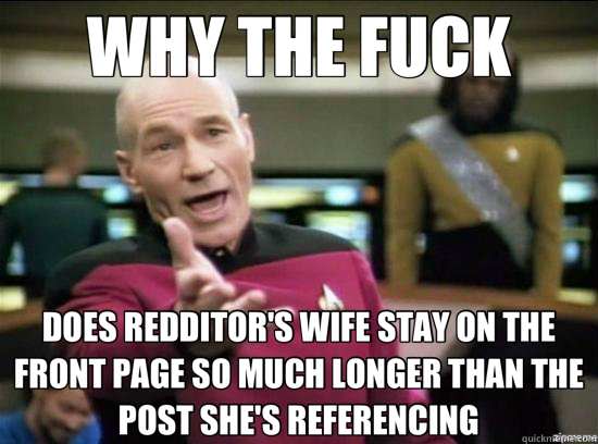 WHY THE FUCK DOES REDDITOR'S WIFE STAY ON THE FRONT PAGE SO - Annoyed Picard HD