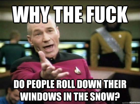 why the fuck do people roll down their windows in the snow - Annoyed Picard HD