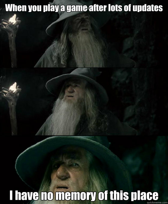 when you play a game after lots of updates i have no memory  - Confused Gandalf