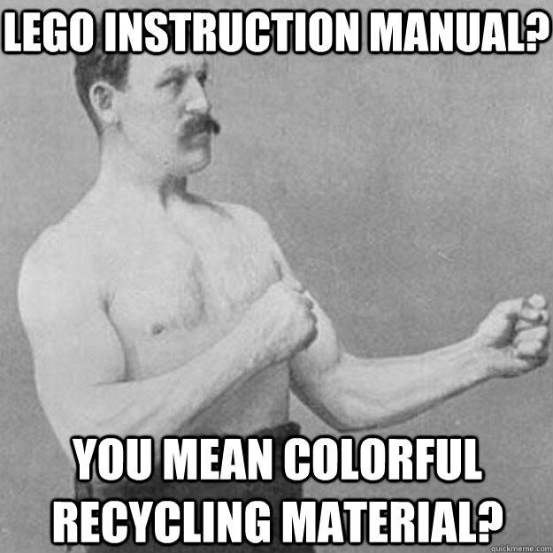 lego instruction manual you mean colorful recycling materi - overly manly man