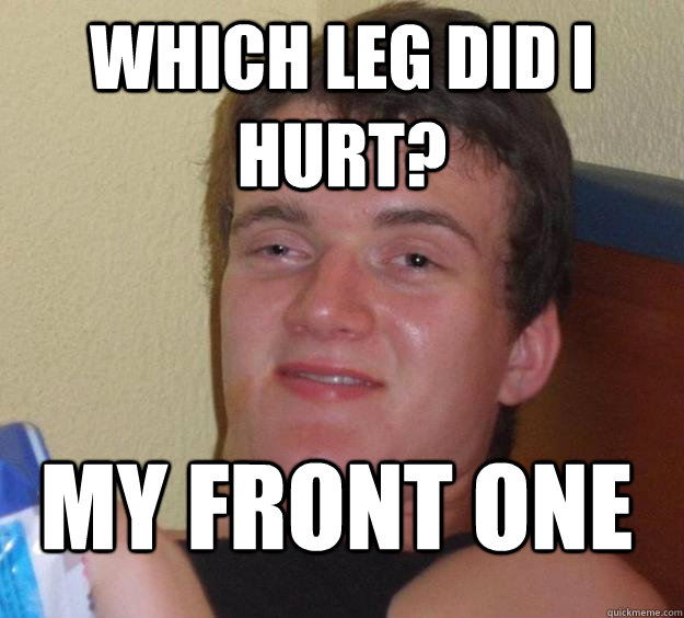 which leg did i hurt my front one - 10 Guy