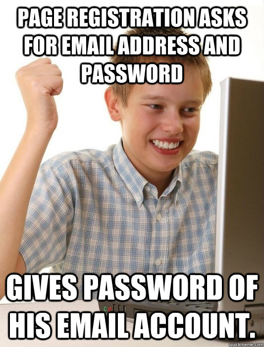 page registration asks for email address and password gives - First Day on the Internet Kid