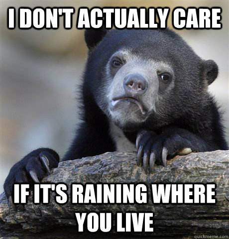 i dont actually care if its raining where you live - Confession Bear