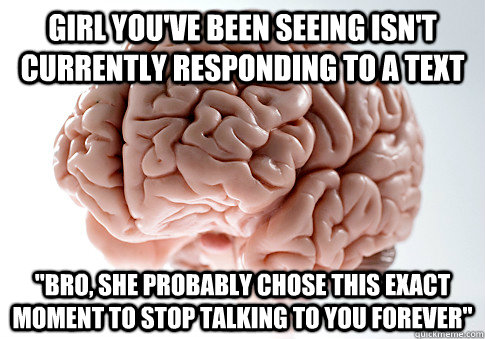 girl youve been seeing isnt currently responding to a text - Scumbag Brain