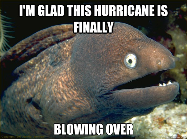 im glad this hurricane is finally blowing over - Bad Joke Eel