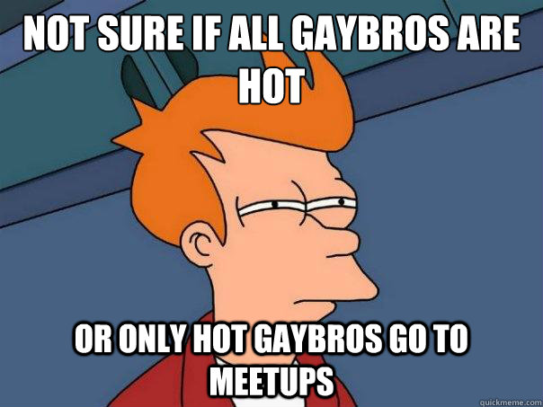 not sure if all gaybros are hot or only hot gaybros go to me - Futurama Fry