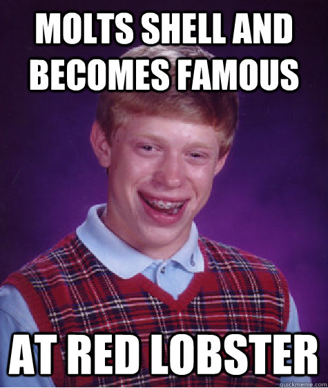molts shell and becomes famous at red lobster - Bad Luck Brian