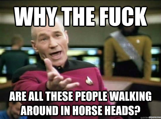 why the fuck are all these people walking around in horse he - Annoyed Picard HD