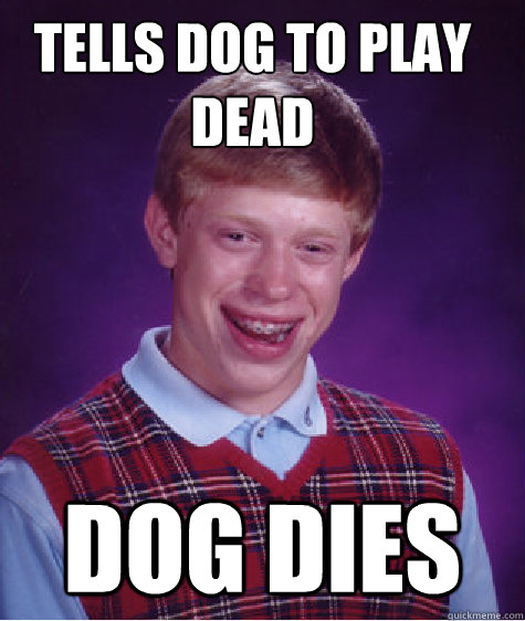 tells dog to play dead dog dies - Bad Luck Brian