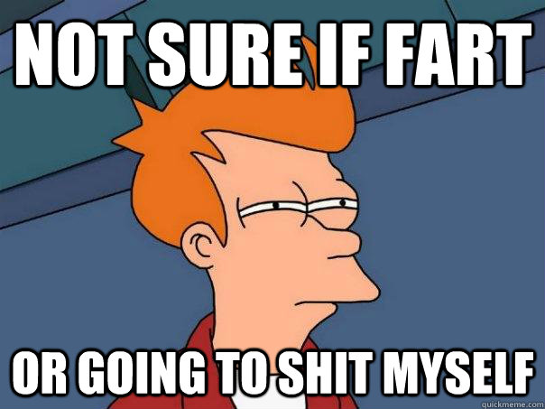 not sure if fart or going to shit myself - Futurama Fry