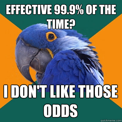 effective 999 of the time i dont like those odds - Paranoid Parrot