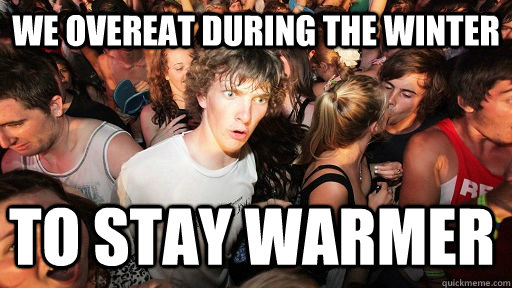 we overeat during the winter to stay warmer - Sudden Clarity Clarence