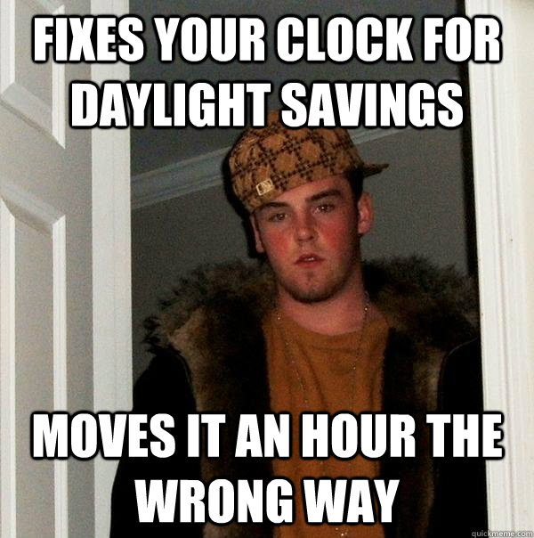 fixes your clock for daylight savings moves it an hour the w - Scumbag Steve