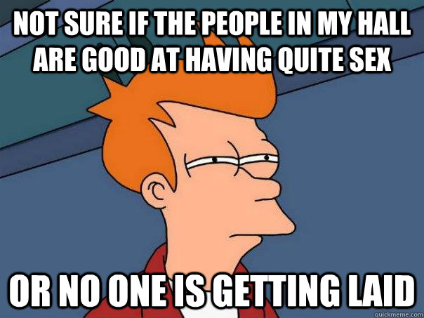 not sure if the people in my hall are good at having quite s - Futurama Fry