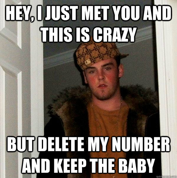 hey i just met you and this is crazy but delete my number a - Scumbag Steve