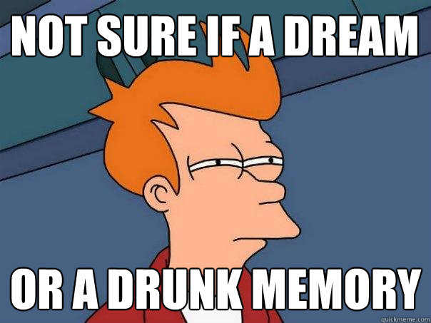 not sure if a dream or a drunk memory - Futurama Fry