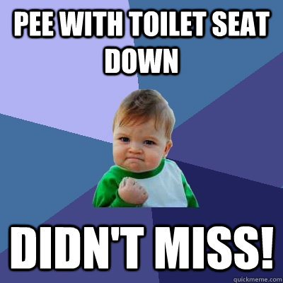 pee with toilet seat down didnt miss - Success Kid