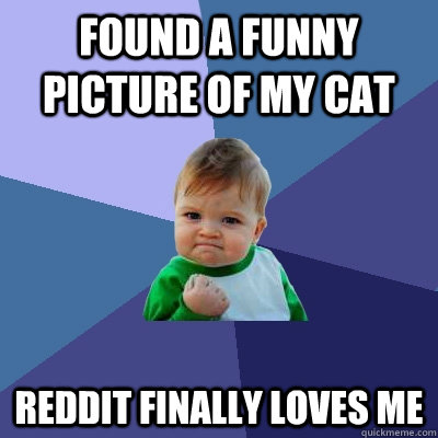 found a funny picture of my cat reddit finally loves me - Success Kid