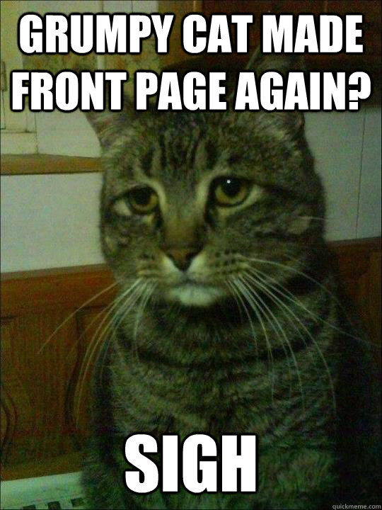 grumpy cat made front page again sigh - Depressed Simon