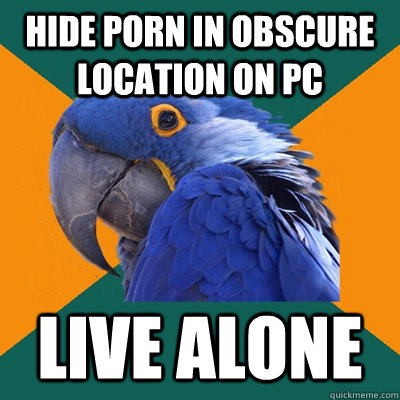 hide porn in obscure location on pc live alone - Paranoid Parrot