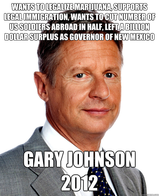 wants to legalize marijuana supports legal immigration wan - Gary Johnson for president
