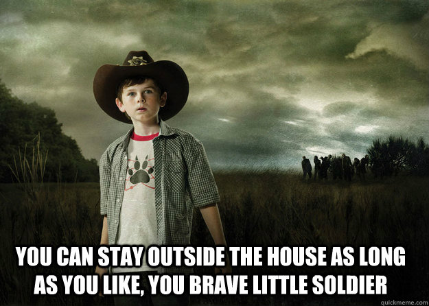 you can stay outside the house as long as you like you brav - Carl Grimes Walking Dead