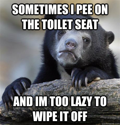 sometimes i pee on the toilet seat and im too lazy to wipe - Confession