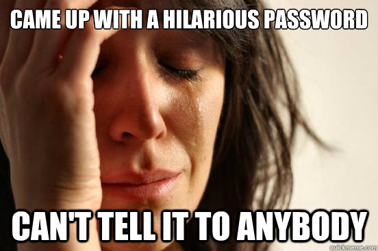 came up with a hilarious password cant tell it to anybody - First World Problems