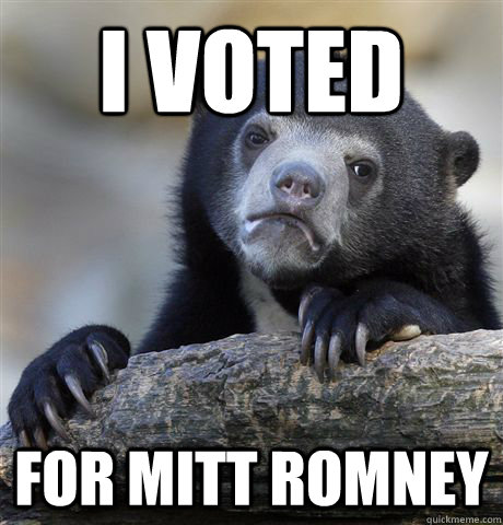 i voted for mitt romney - Confession Bear
