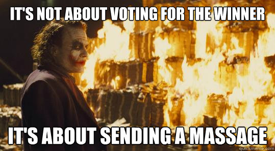 its not about voting for the winner its about sending a ma - joker money