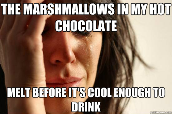 the marshmallows in my hot chocolate melt before its cool e - First World Problems