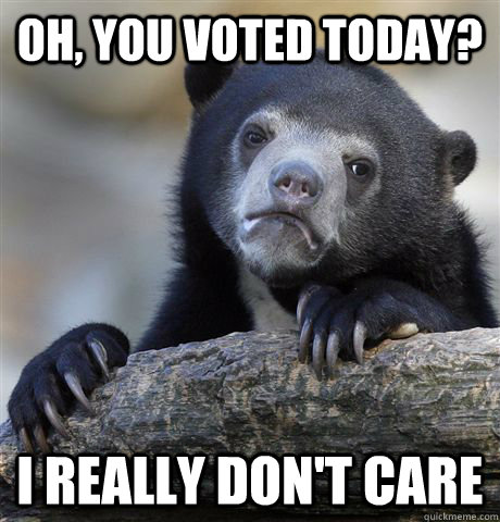 oh you voted today i really dont care - Confession Bear