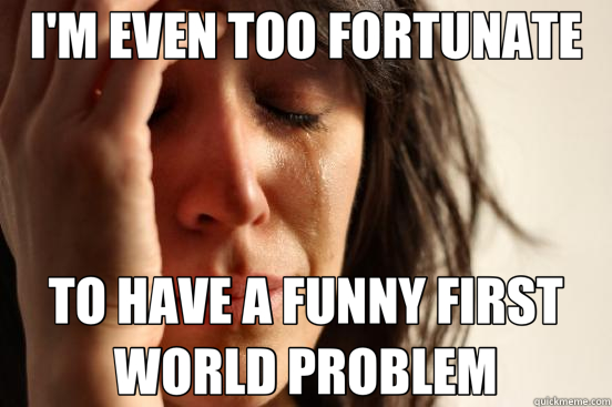 I'M EVEN TOO FORTUNATE TO HAVE A FUNNY FIRST WORLD PROBLEM - First World Problems