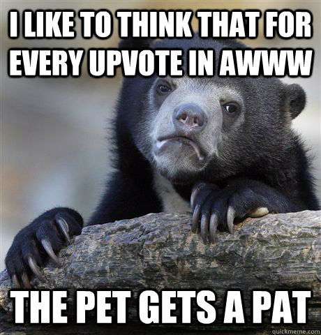 i like to think that for every upvote in awww the pet gets a - Confession Bear