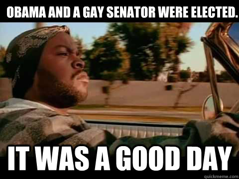 obama and a gay senator were elected it was a good day - It Was a Good Day