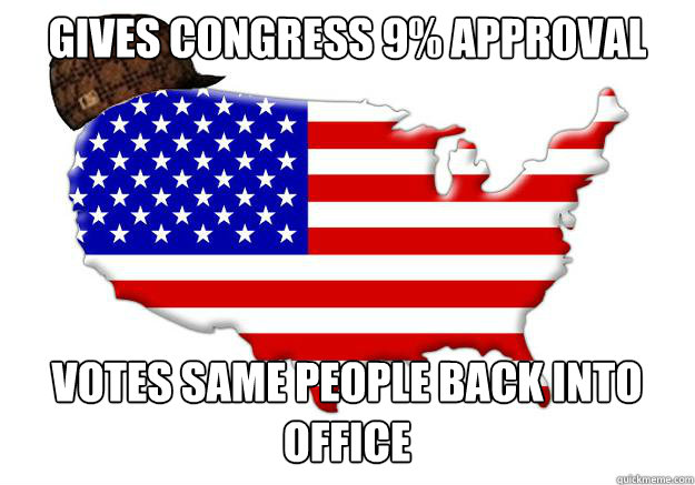 gives congress 9 approval votes same people back into offic - Scumbag america