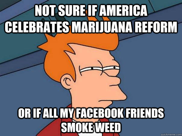 not sure if america celebrates marijuana reform or if all my - Futurama Fry