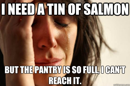 i need a tin of salmon but the pantry is so full i cant re - First World Problems