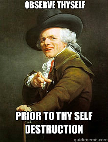 observe thyself prior to thy self destruction - Joseph Ducreax
