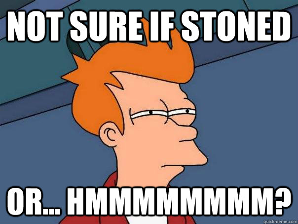 not sure if stoned or hmmmmmmmm - Futurama Fry