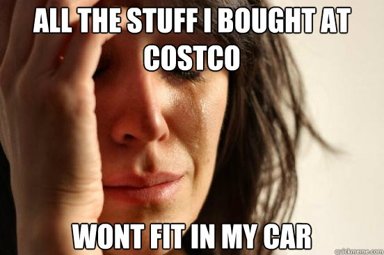 all the stuff i bought at costco wont fit in my car - First World Problems