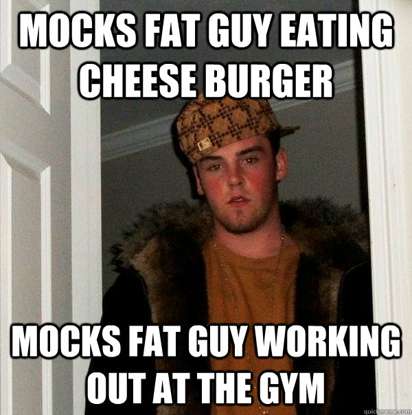 Mocks Fat Guy Eating Cheese Burger Mocks Fat Guy Working