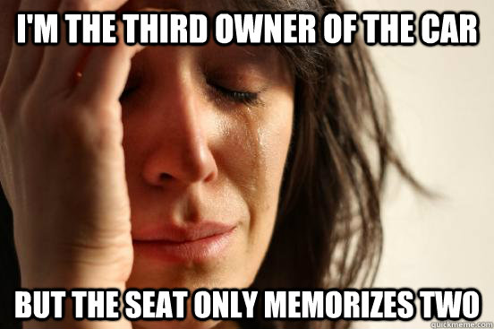 im the third owner of the car but the seat only memorizes t - First World Problems
